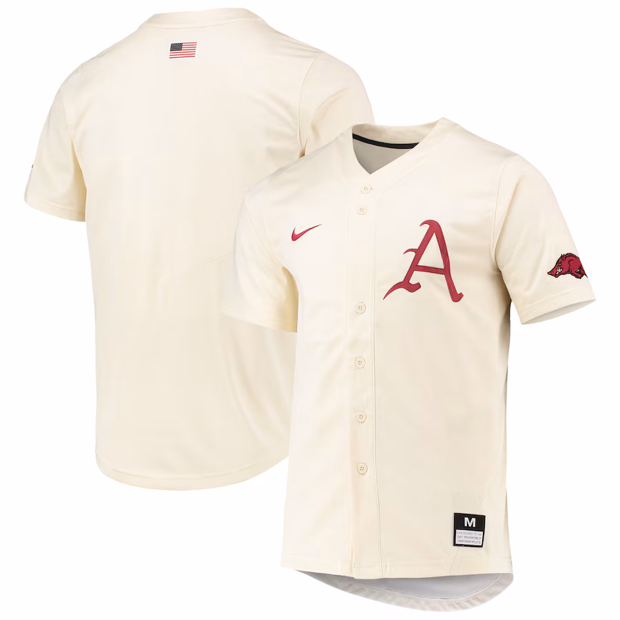 Men's Nike Natural Arkansas Razorbacks Replica Baseball Jersey - Puhuasuan