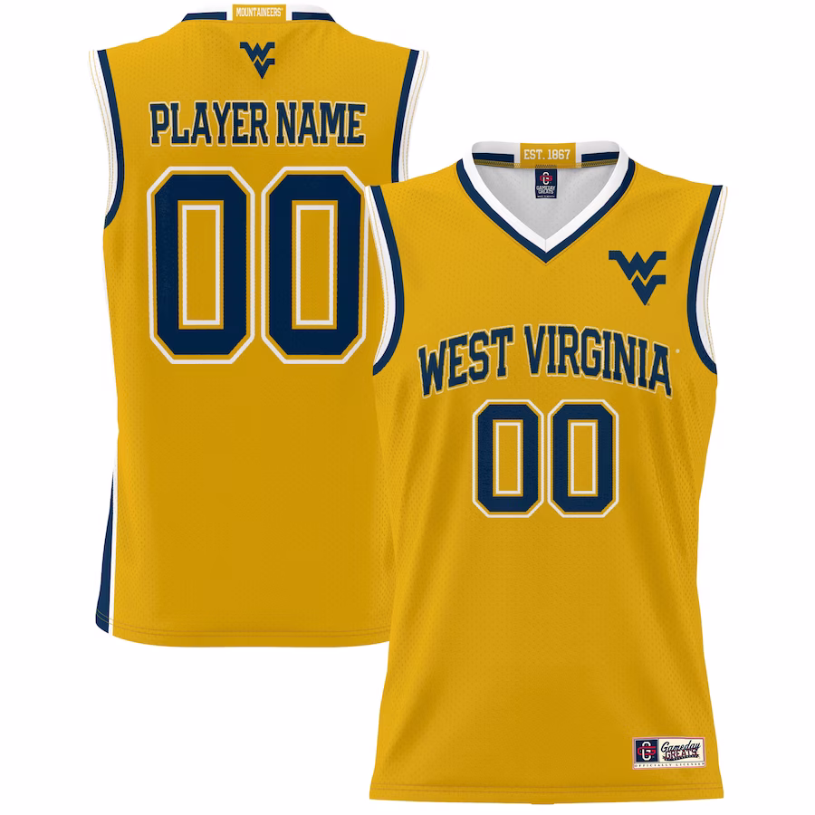 West Virginia Mountaineers GameDay Greats Youth NIL Pick-A-Player Lightweight Basketball Jersey - Gold - Puhuasuan
