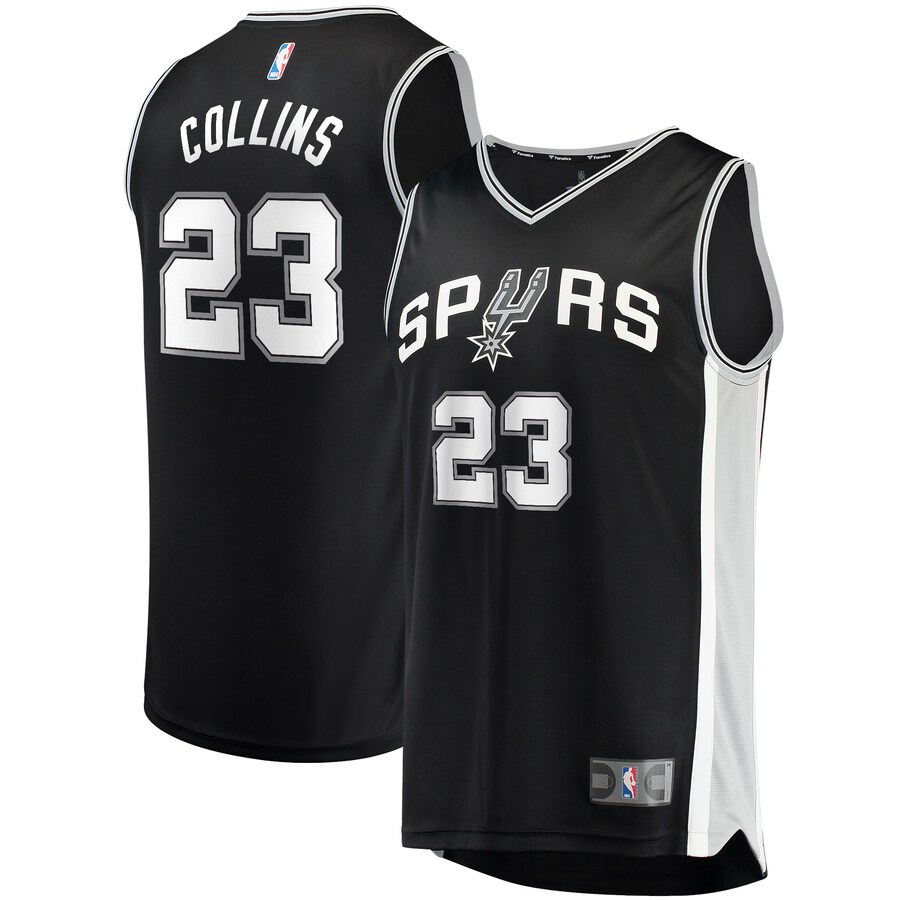 Men's San Antonio Spurs Zach Collins Fanatics Black Fast Break Replica Jersey - Icon Edition - Puhuasuan