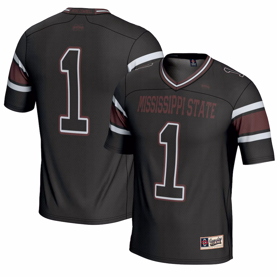 Men's GameDay Greats #1 Black Mississippi State Bulldogs Endzone Football Jersey - Puhuasuan