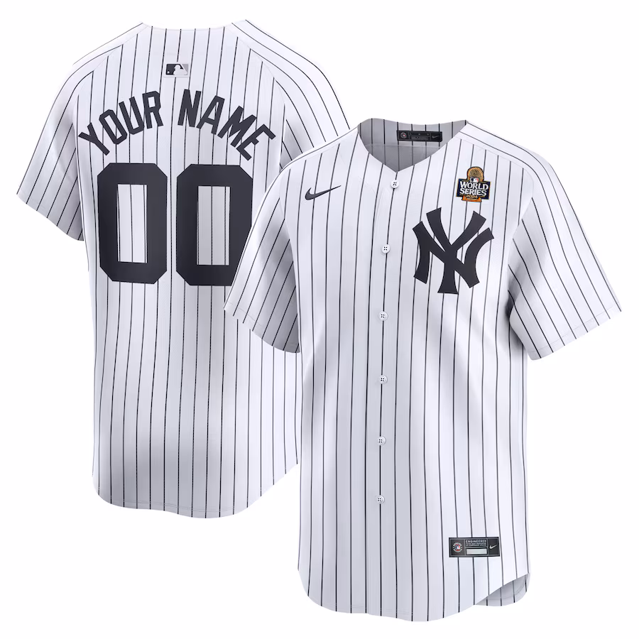 Men's New York Yankees Nike White 2024 World Series Home Custom Limited Jersey - Puhuasuan