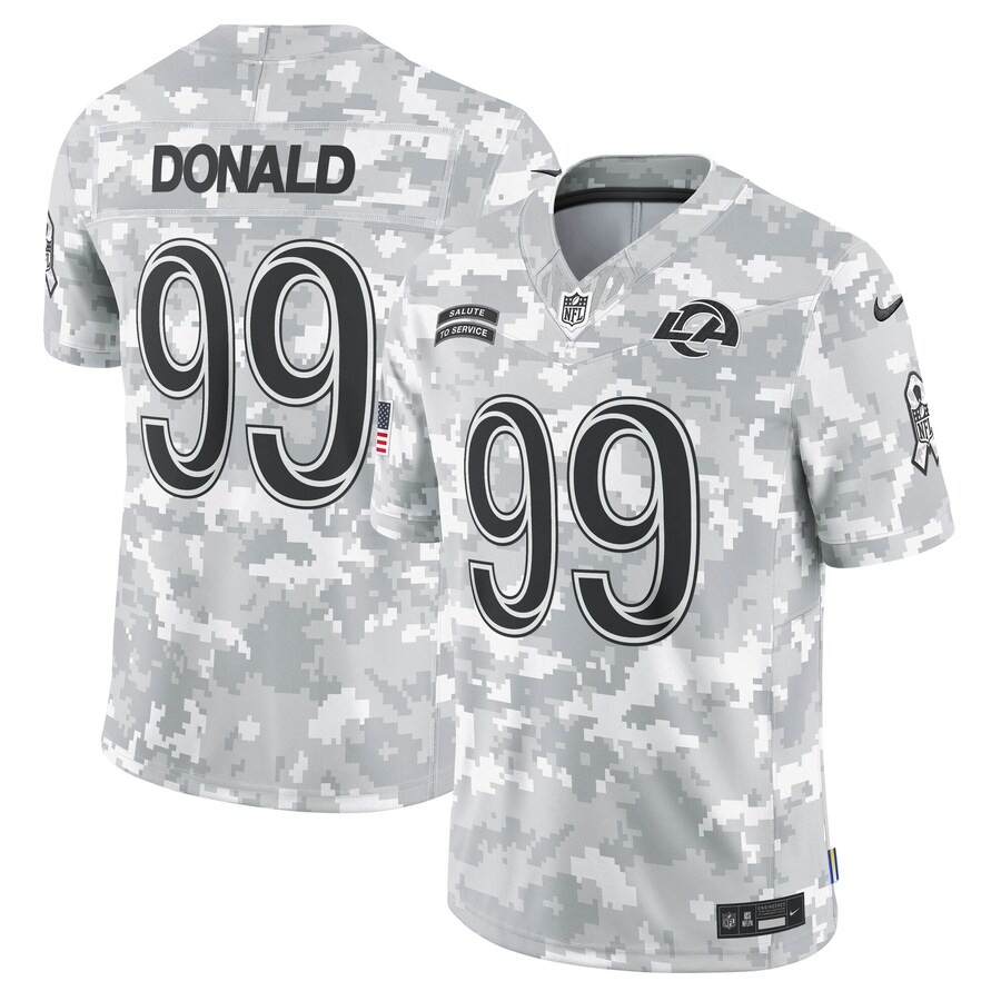 Men's Los Angeles Rams Aaron Donald Nike Arctic Camo 2024 Salute to Service Retired Player Limited Jersey - Puhuasuan