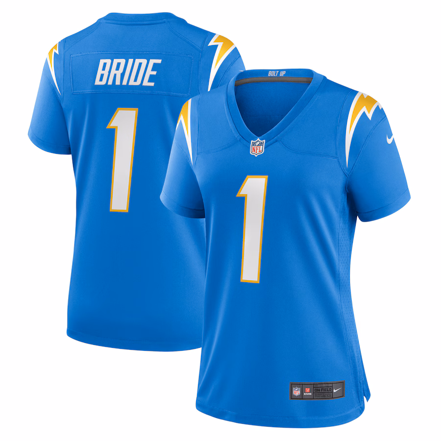 Women's Los Angeles Chargers Number 1 Bride Nike Powder Blue Game Jersey - Puhuasuan