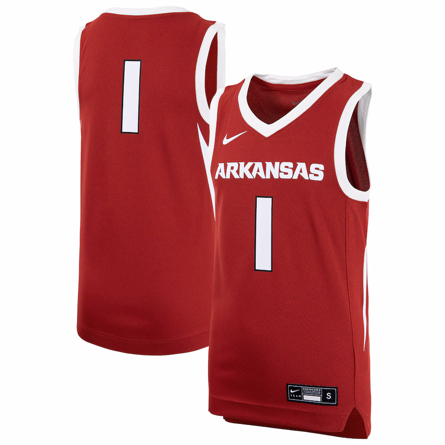 Youth Nike #1 Crimson Arkansas Razorbacks Replica Basketball Jersey - Puhuasuan