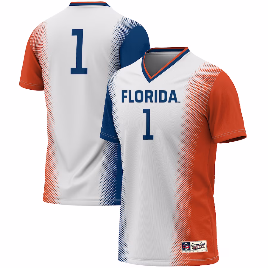#1 Florida Gators GameDay Greats Unisex  Lightweight Women's Soccer Jersey - White - Puhuasuan