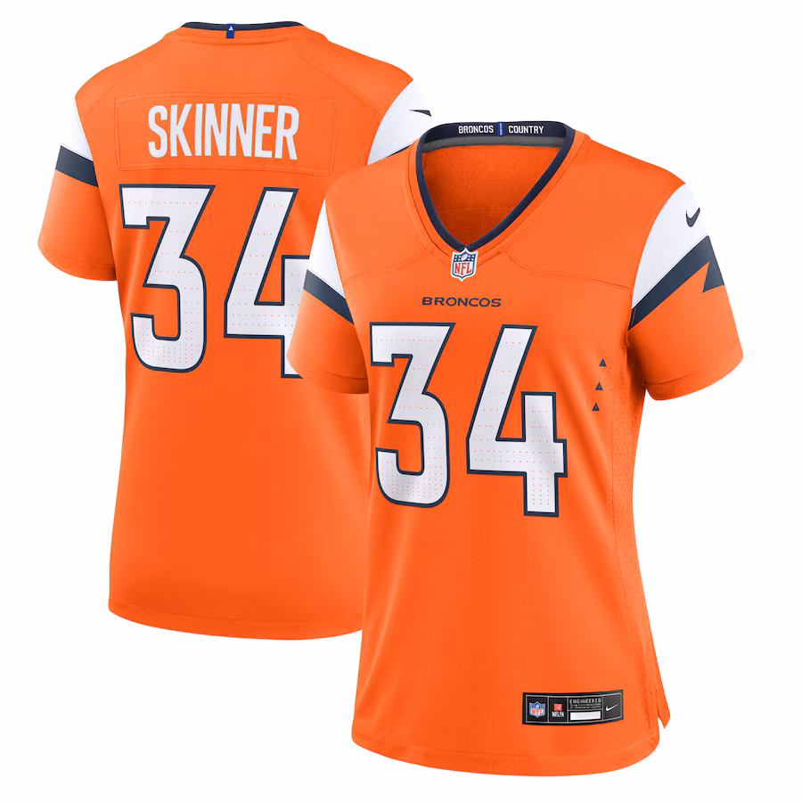 Women's Denver Broncos JL Skinner Nike Orange Team Game Jersey - Puhuasuan