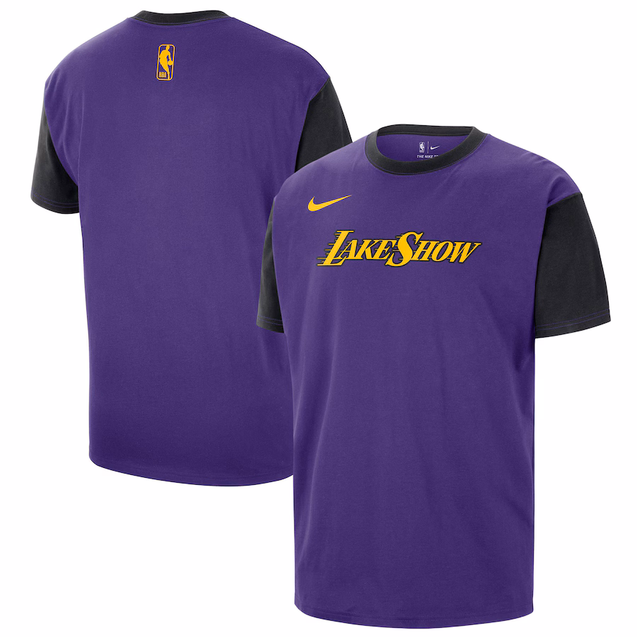 Men's Los Angeles Lakers Nike Purple 2024/25 City Edition Courtside Color Block T-Shirt - Puhuasuan