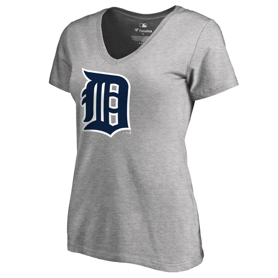 Women's Detroit Tigers Ash Forbes V-Neck T-Shirt - Puhuasuan
