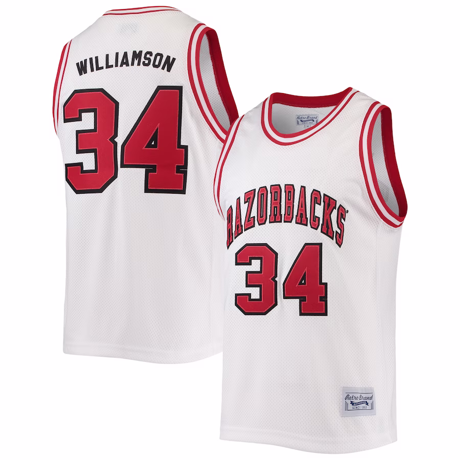 Corliss Williamson Arkansas Razorbacks Original Retro Brand Alumni Commemorative Classic Basketball Jersey - White - Puhuasuan