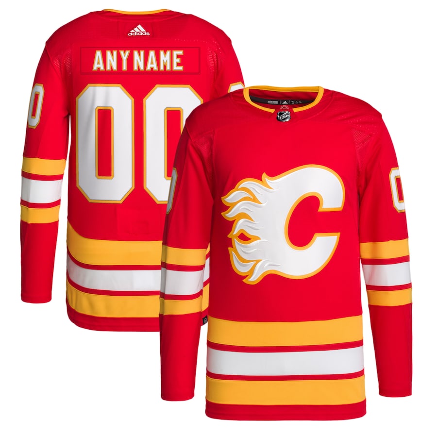 Men's Calgary Flames adidas Red Home 2020/21 Primegreen Authentic Custom Jersey - Puhuasuan