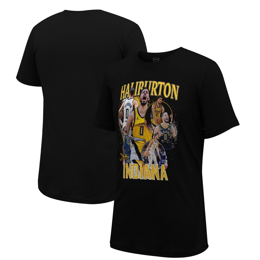 Unisex Indiana Pacers Tyrese Haliburton Stadium Essentials Black Crossroads T-Shirt - Puhuasuan
