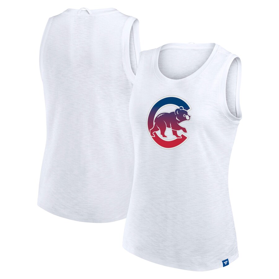 Women's Chicago Cubs Fanatics White Activate Slub Tank Top - Puhuasuan