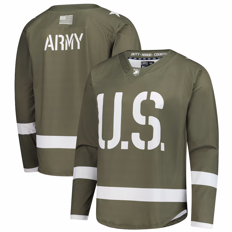 Men's Olive Army Black Knights Replica Hockey Jersey - Puhuasuan