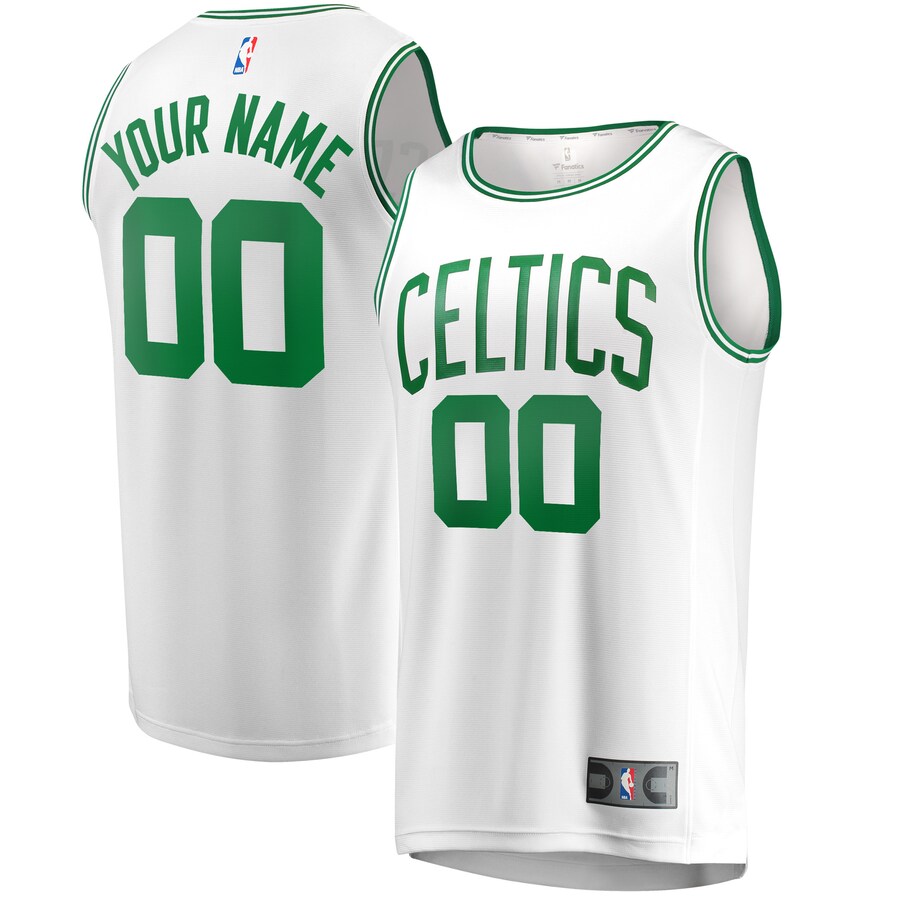 Men's Boston Celtics Fanatics White Fast Break Replica Custom Jersey - Association Edition - Puhuasuan