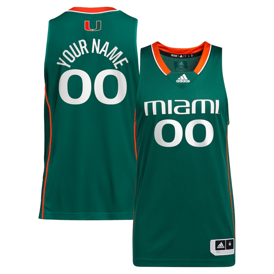 Miami Hurricanes adidas Unisex Custom Alternate Basketball Jersey - Green - Puhuasuan