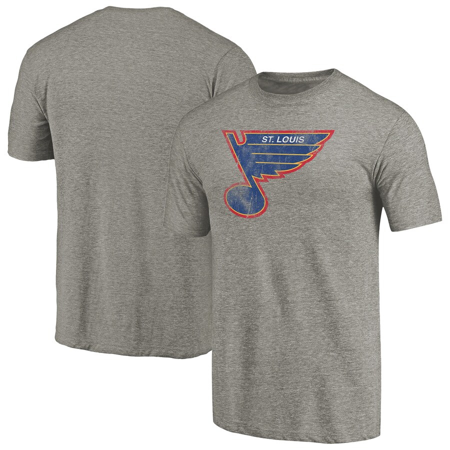 Men's St. Louis Blues Ash Throwback Logo 1987-1989 Tri-Blend T-Shirt - Puhuasuan
