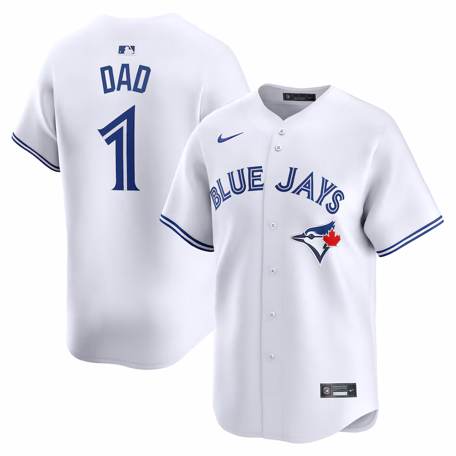Men's Toronto Blue Jays Nike White #1 Dad Home Limited Jersey - Puhuasuan
