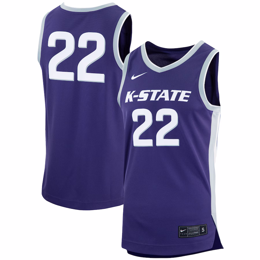 Men's Nike #22 Purple Kansas State Wildcats Replica Basketball Jersey - Puhuasuan
