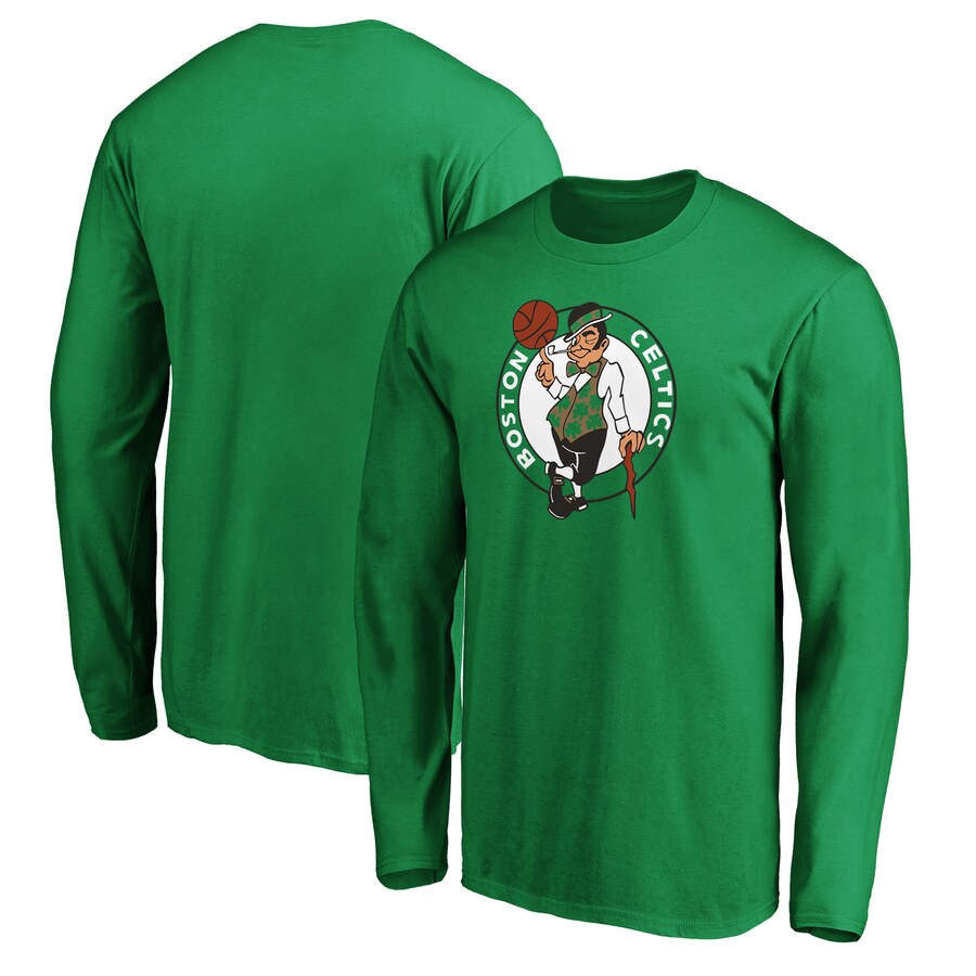 Men's Boston Celtics Kelly Green Primary Team Logo Long Sleeve T-Shirt - Puhuasuan