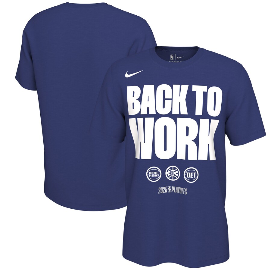 Unisex Detroit Pistons Nike Blue 2025 NBA Playoffs On-Court Mantra T-Shirt - Puhuasuan