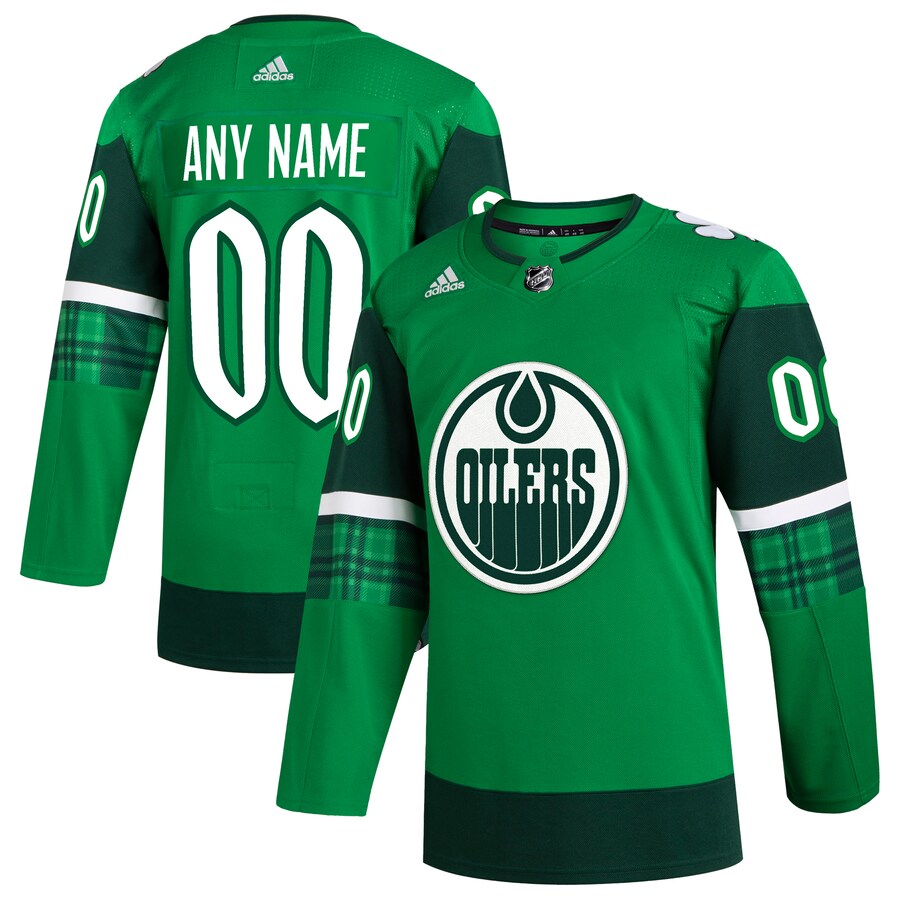 Men's Edmonton Oilers  adidas Kelly Green St. Patrick's Day Authentic Custom Jersey - Puhuasuan