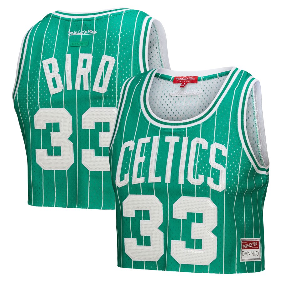 Women's Boston Celtics Larry Bird Mitchell & Ness x DANNIJO Kelly Green Fashion Cropped Basketball Jersey - Puhuasuan