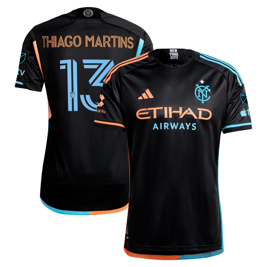 Men's New York City FC Thiago Martins adidas Black 2024 24/7 Kit Authentic Player Jersey - Puhuasuan