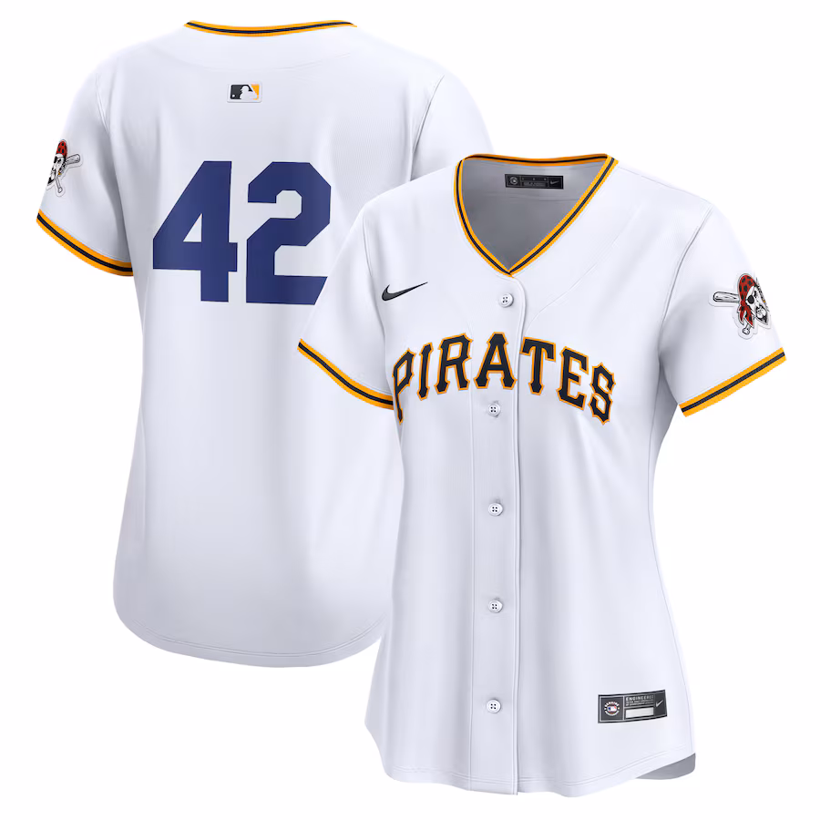 Women's Pittsburgh Pirates  Nike White 2024 Jackie Robinson Day Home Limited Jersey - Puhuasuan
