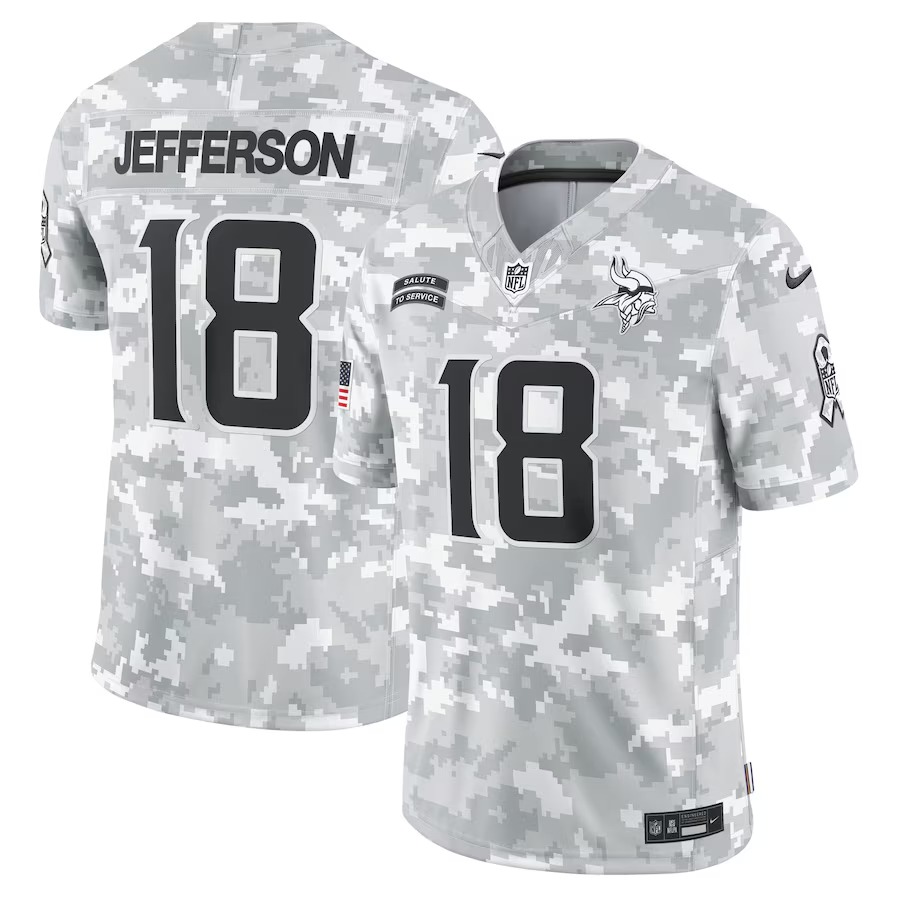 Men's Minnesota Vikings Justin Jefferson Nike Arctic Camo 2024 Salute to Service Limited Jersey - Puhuasuan