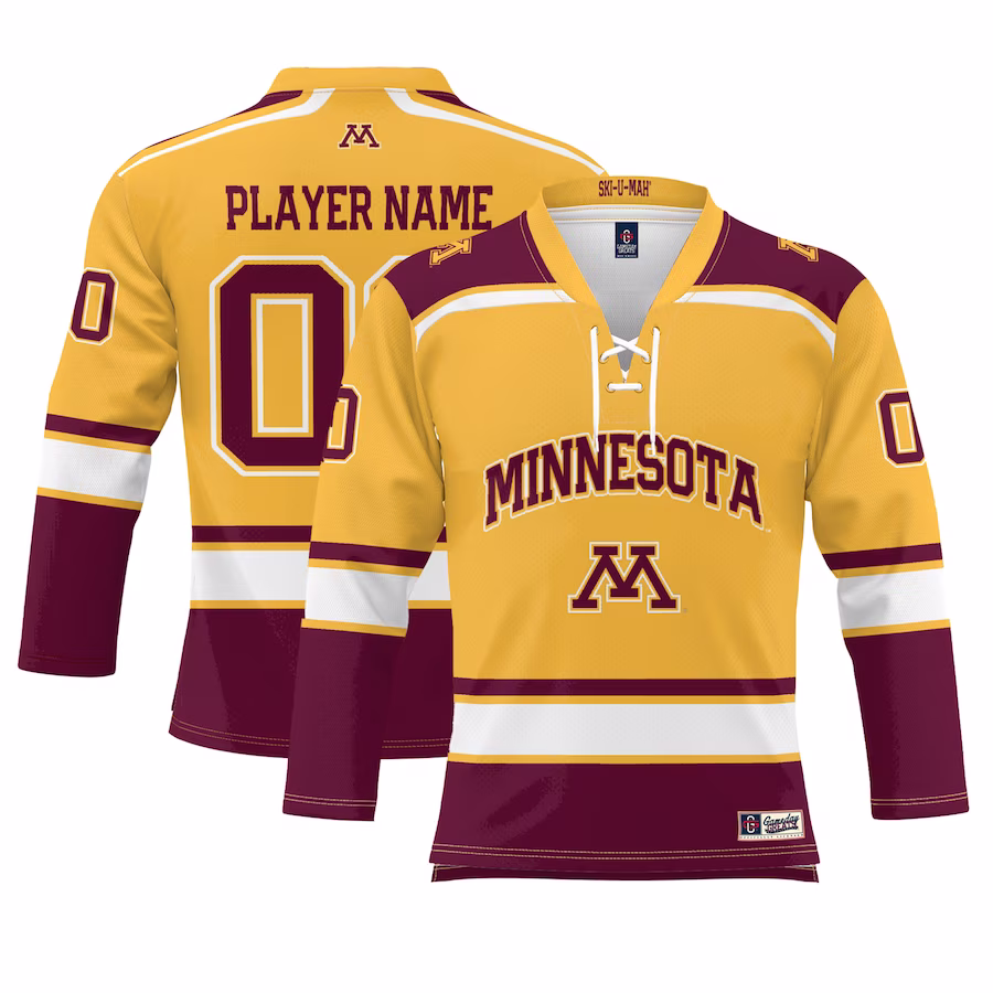 Minnesota Golden Gophers GameDay Greats Youth NIL Pick-A-Player Men's Hockey Jersey - Gold - Puhuasuan