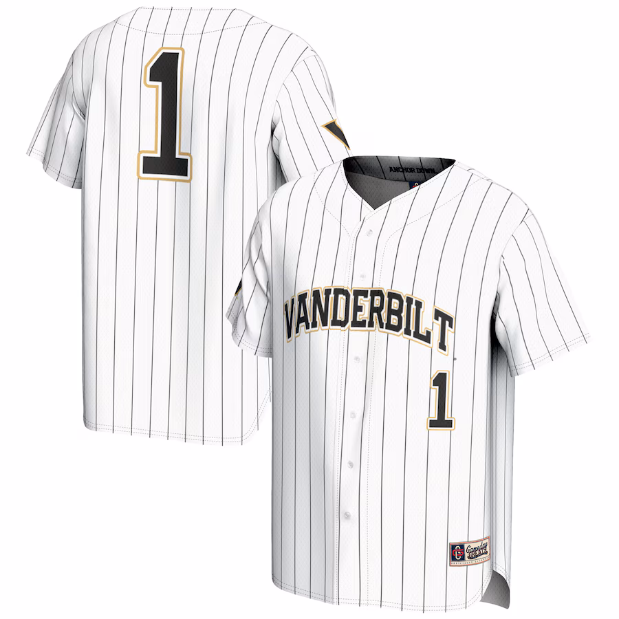 Youth GameDay Greats #1 White Vanderbilt Commodores Lightweight Baseball Jersey - Puhuasuan