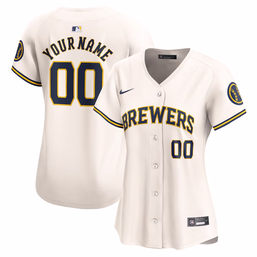 Women's Milwaukee Brewers Nike Cream Home Limited Custom Jersey - Puhuasuan