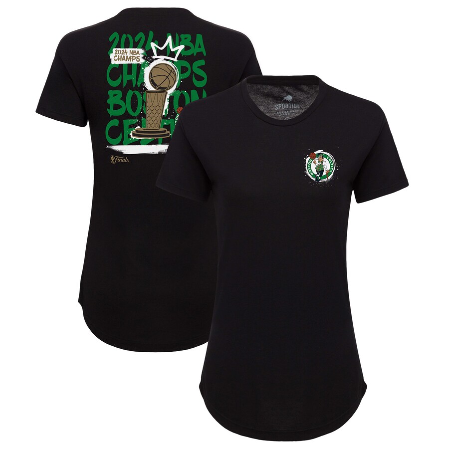Women's Boston Celtics Sportiqe Black 2024 NBA Finals Champions King of the Court Phoebe Tri-Blend T-Shirt - Puhuasuan
