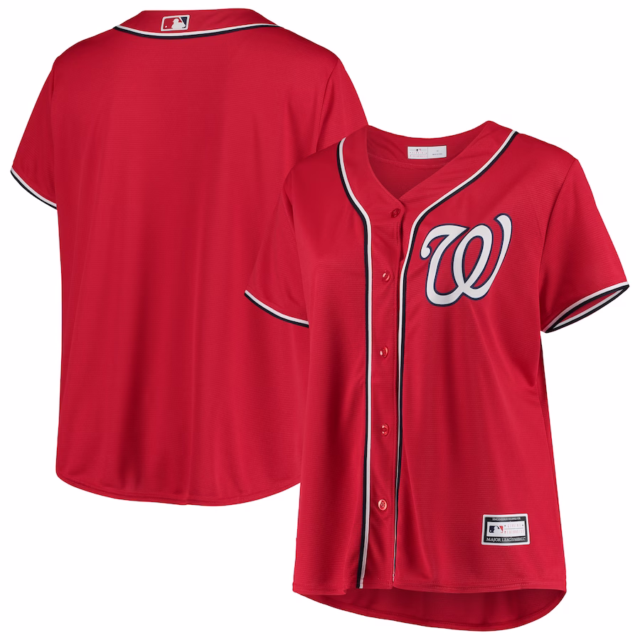 Women's Washington Nationals Red Plus Size Alternate Replica Team Jersey - Puhuasuan