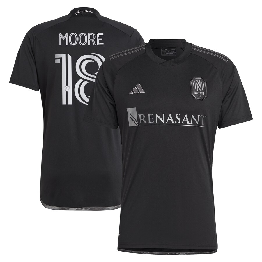 Men's Nashville SC Shaq Moore adidas Black 2023 Man In Black Kit Replica Player Jersey - Puhuasuan