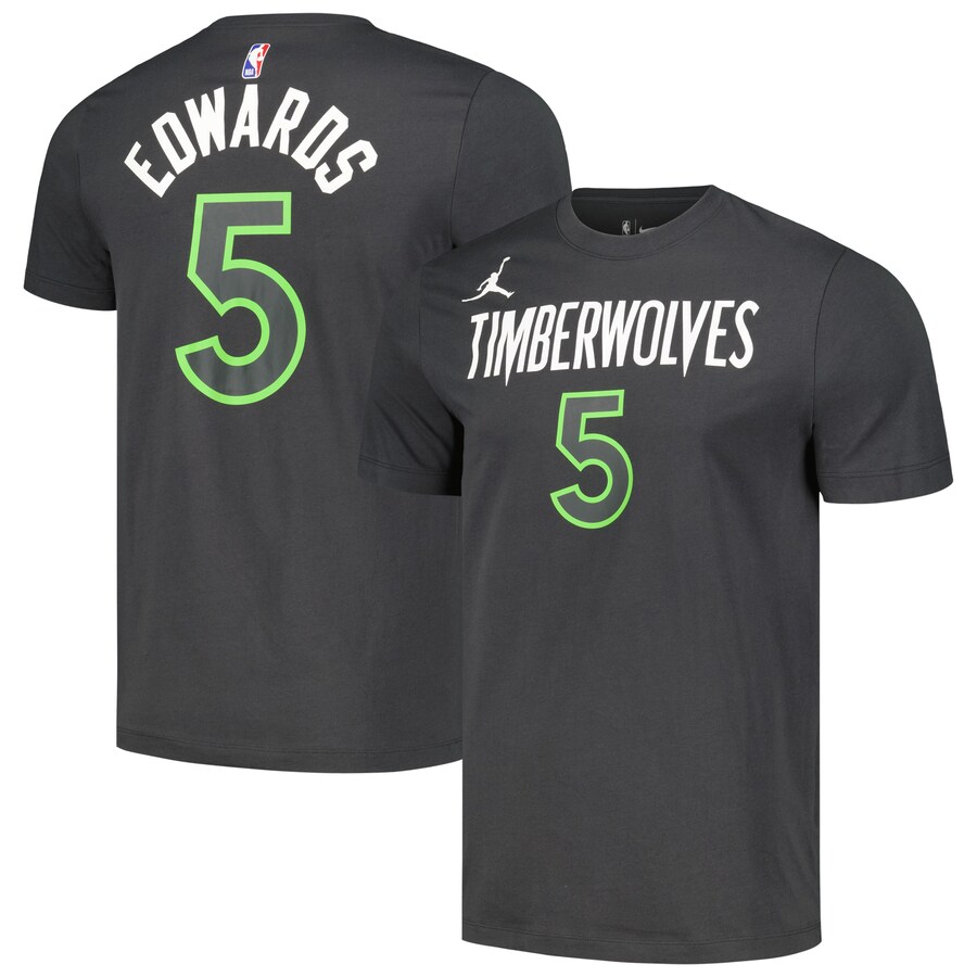 Men's Minnesota Timberwolves Anthony Edwards Jordan Brand Charcoal 2022/23 Statement Edition Name & Number T-Shirt - Puhuasuan