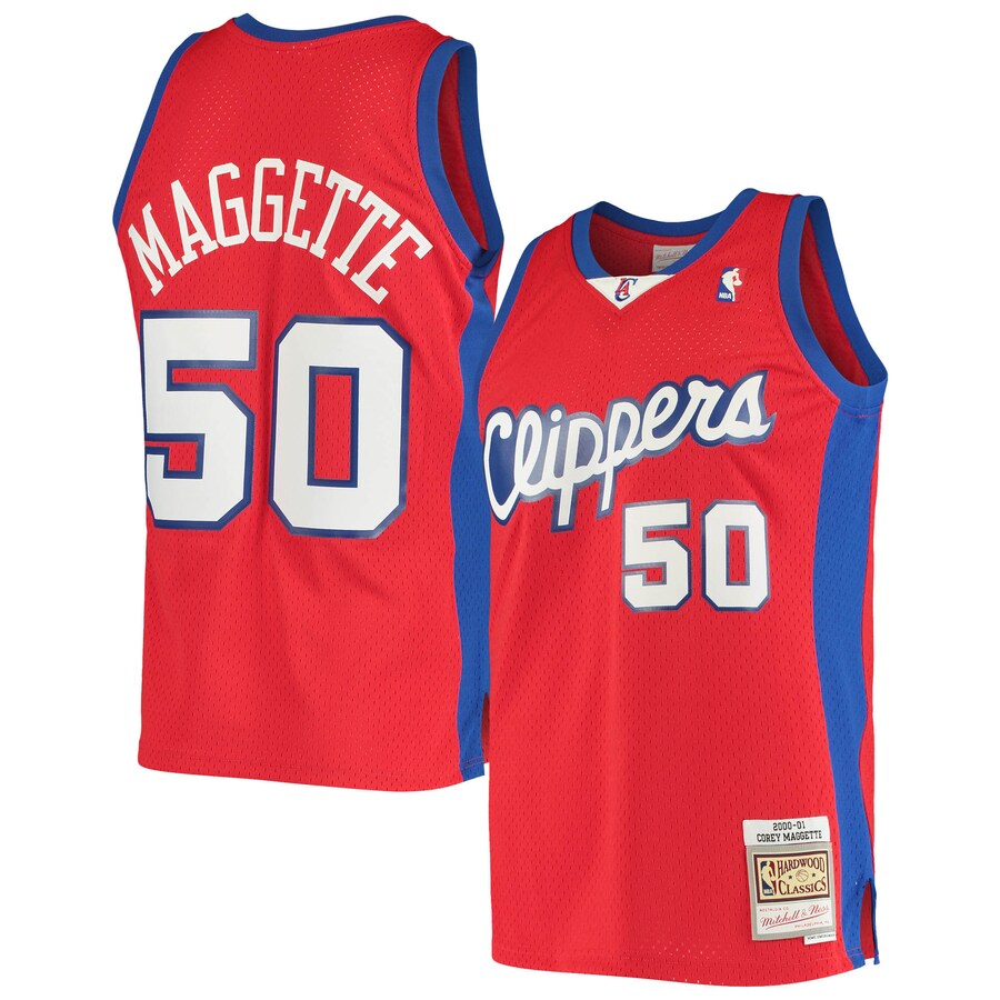 Men's LA Clippers Corey Maggette Mitchell & Ness Red 2001/02 Hardwood Classics Swingman Jersey - Puhuasuan
