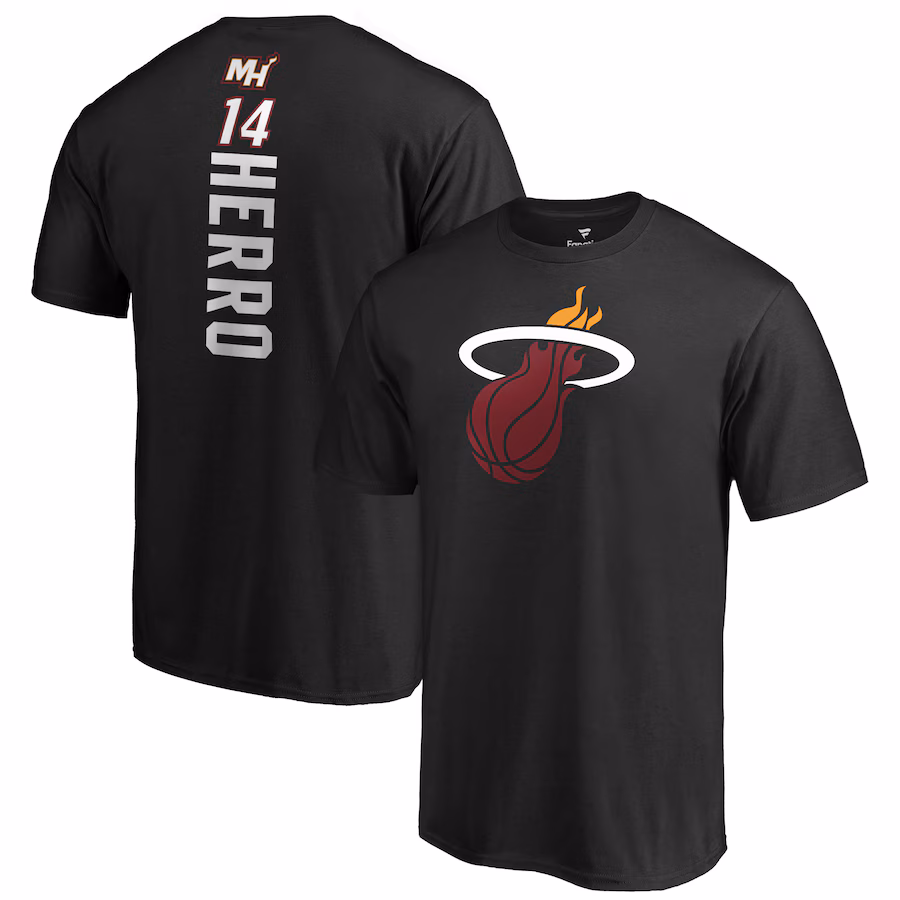 Men's Miami Heat Tyler Herro Black Playmaker Name & Number T-Shirt - Puhuasuan