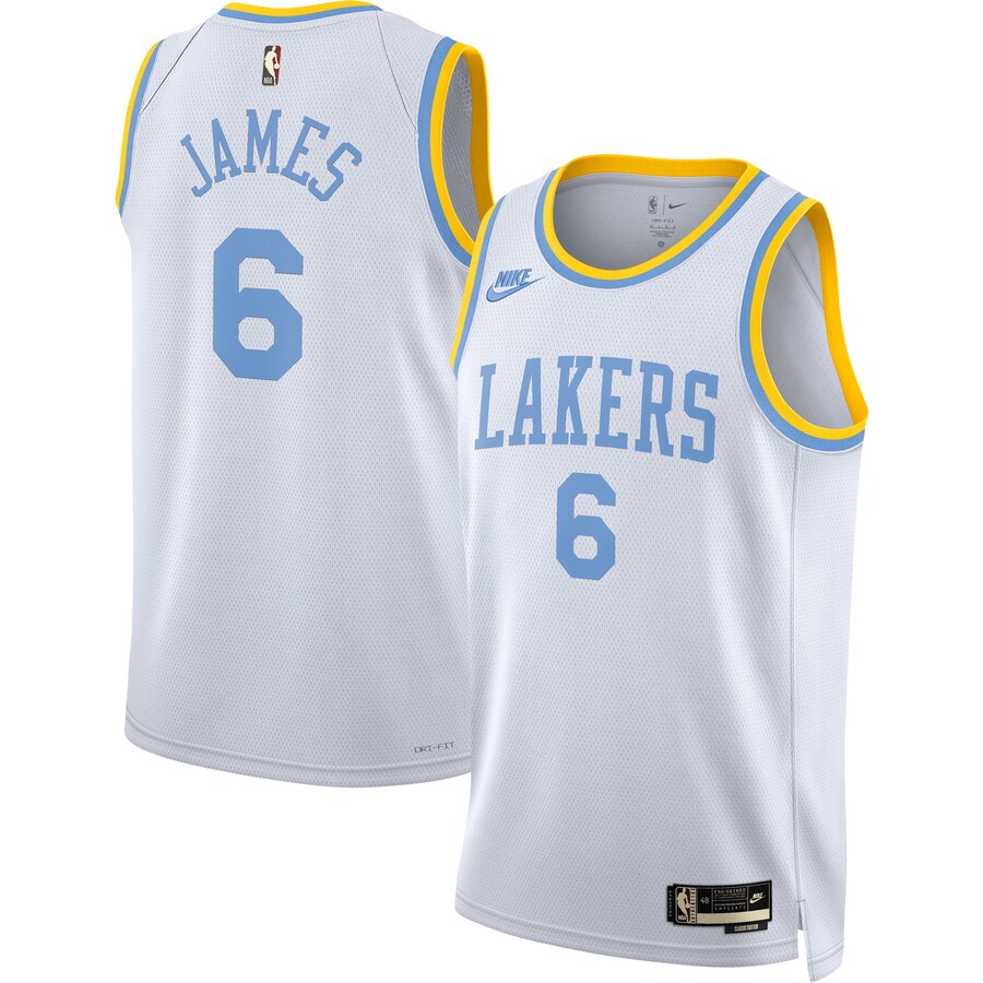 Men's Los Angeles Lakers LeBron James Nike White Swingman Jersey - Classic Edition - Puhuasuan