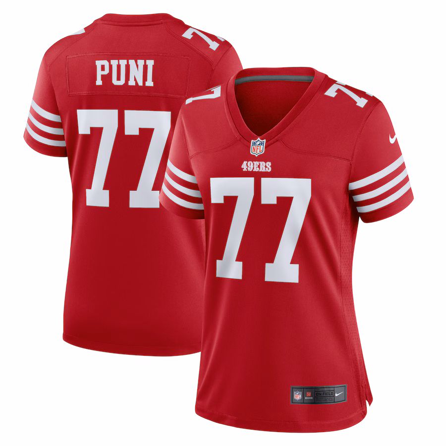 Women's San Francisco 49ers Dominick Puni Nike  Scarlet Team Game Jersey - Puhuasuan