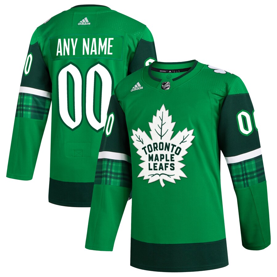 Men's Toronto Maple Leafs  adidas Kelly Green St. Patrick's Day Authentic Custom Jersey - Puhuasuan
