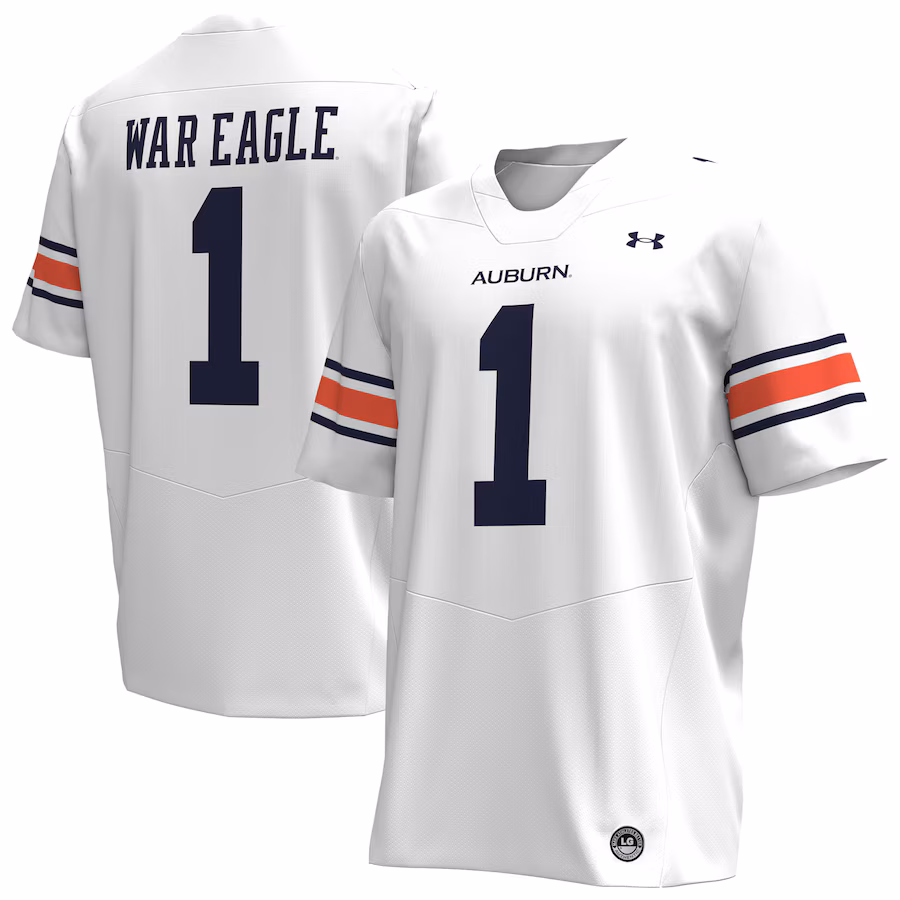 Men's Under Armour #1 White Auburn Tigers Replica Football Jersey - Puhuasuan