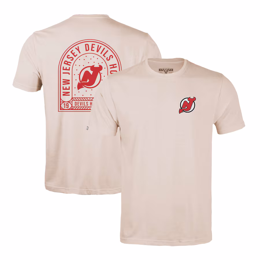 Men's New Jersey Devils Levelwear Khaki Richmond Stained Glass T-Shirt - Puhuasuan