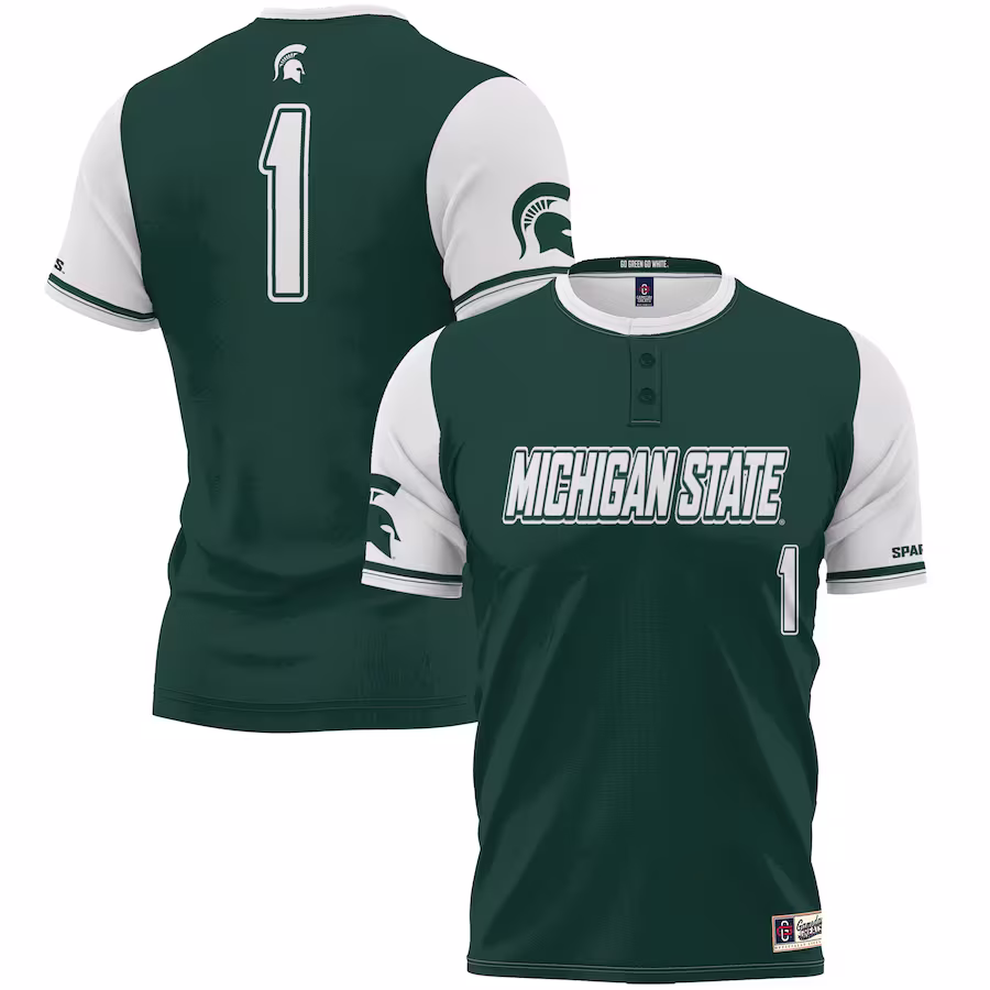 #1 Michigan State Spartans GameDay Greats Youth Lightweight Softball Jersey - Green - Puhuasuan