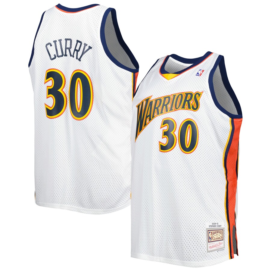 Men's Golden State Warriors Stephen Curry Mitchell & Ness White Big & Tall Hardwood Classics 2008/09 Swingman Jersey - Puhuasuan