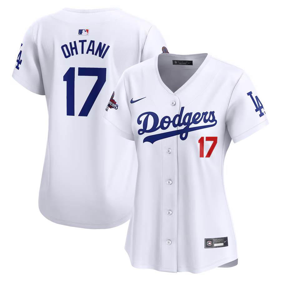 Women's Los Angeles Dodgers Shohei Ohtani Nike White 2024 World Series Champions Home Limited Player Jersey - Puhuasuan