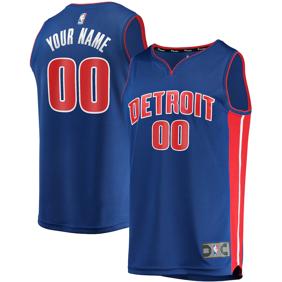 Men's Detroit Pistons Fanatics Blue Fast Break Custom Replica Jersey - Icon Edition - Puhuasuan