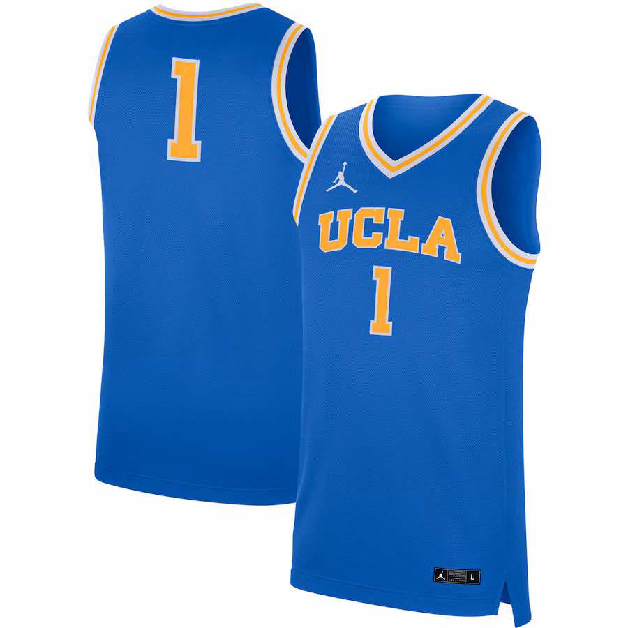 Men's Jordan Brand #1 Blue UCLA Bruins Replica Basketball Jersey - Puhuasuan