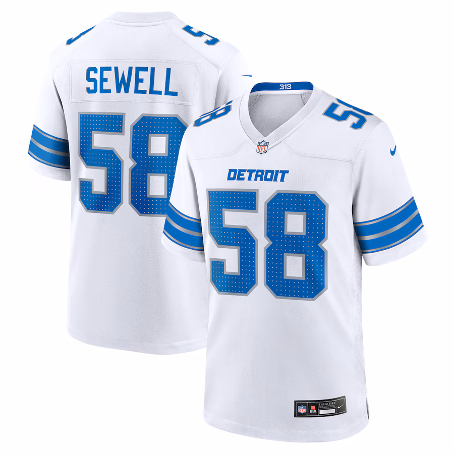 Men's Detroit Lions Penei Sewell Nike White Game Jersey - Puhuasuan