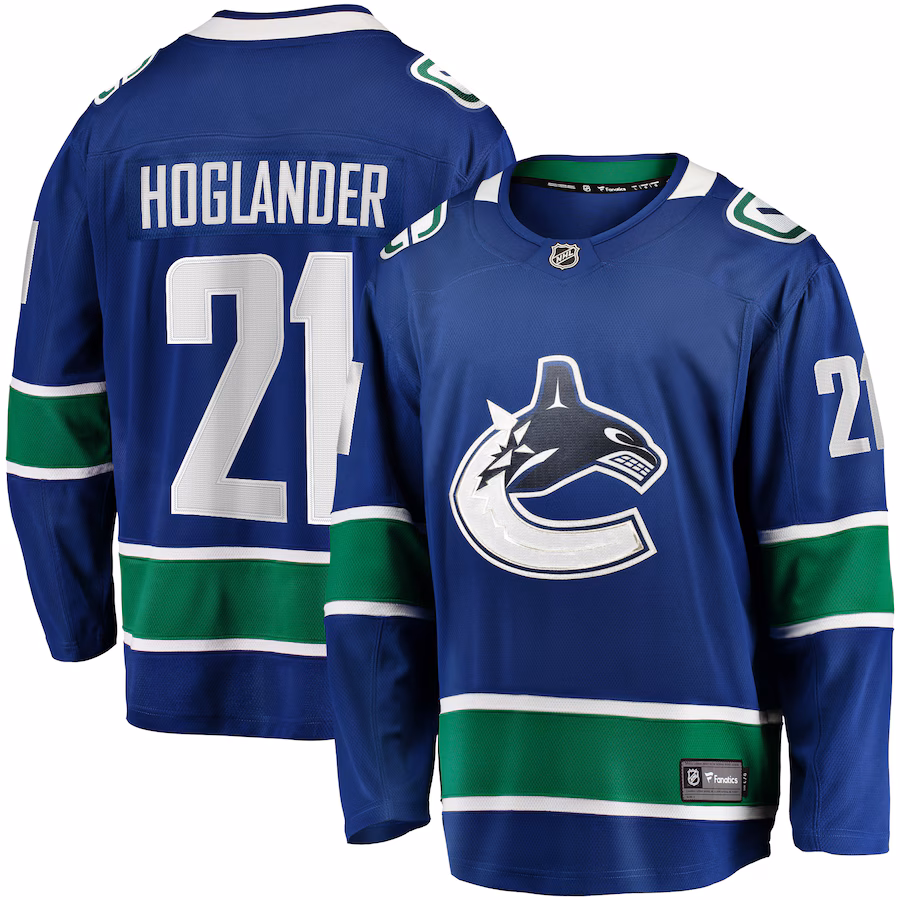Men's Vancouver Canucks Nils Hoglander Fanatics Blue Home Premier Breakaway Player Jersey - Puhuasuan